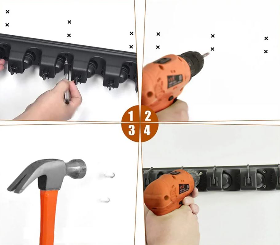 Besenhalterung Wand Halter Besen Mop Halter 6 Haken Besenhalter Gerätehalter Wandhalterung